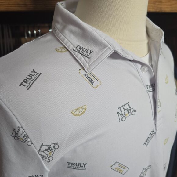 TravisMathew x Truly Men's White Golf Polo M – Limited Edition Promotional Shirt - Picture 3 of 13
